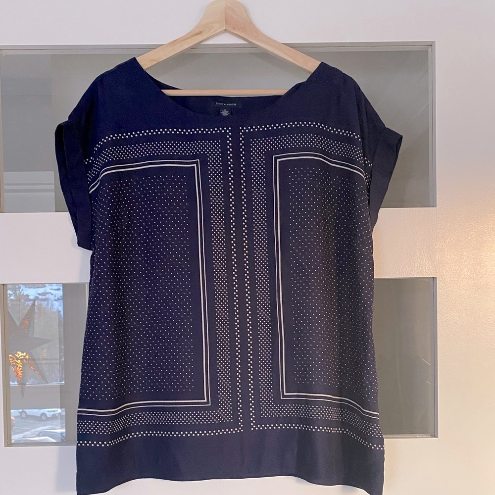 Tommy Hilfiger Navy Short Sleeve Blouse XL NWOT